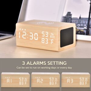 Digital Alarm Clock with 10W Wireless Charging and Bluetooth Speaker